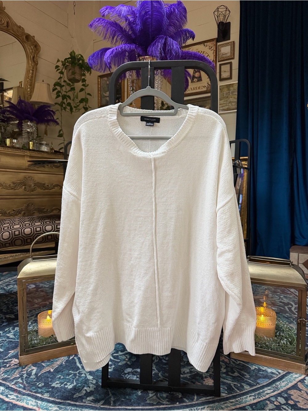 Sanctuary White Crew Neck Oversized Sweater